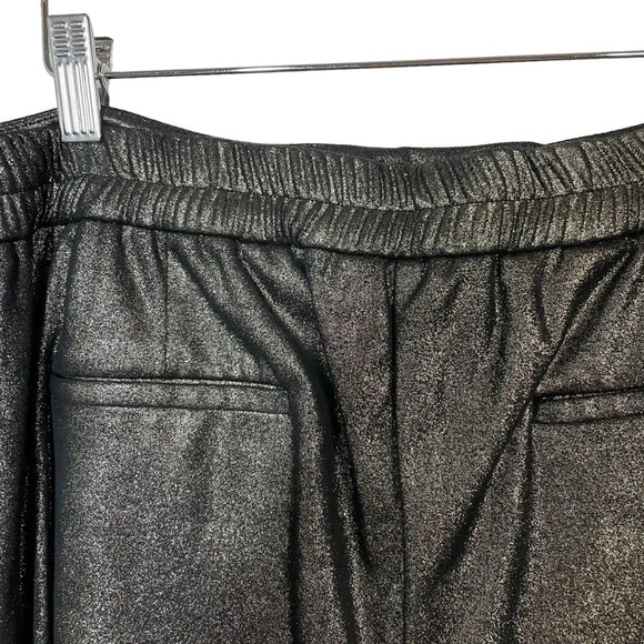 NWT Joie Women’s Coated Metallic Wide Leg Trousers in Black/Gold Size 12 - Picture 14 of 15